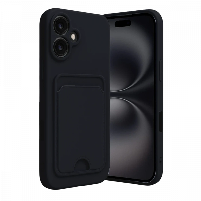 Mey İthalat®   iPhone 16 Kılıf Kelvin Kartvizitli Silikon - Siyah