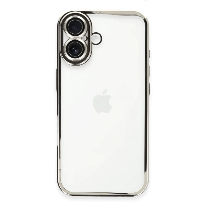 Mey İthalat®   iPhone 16 Kılıf  Lensli Silikon - Gümüş