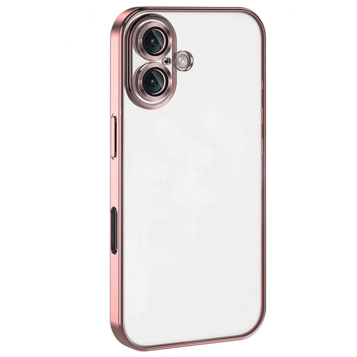 Mey İthalat®   iPhone 16 Kılıf  Lensli Silikon - Pembe