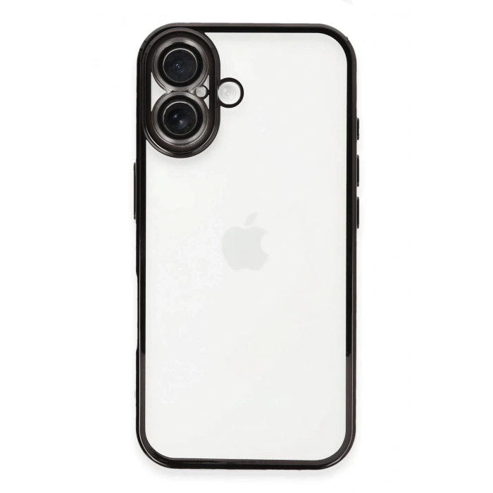 Mey İthalat®   iPhone 16 Kılıf  Lensli Silikon - Siyah