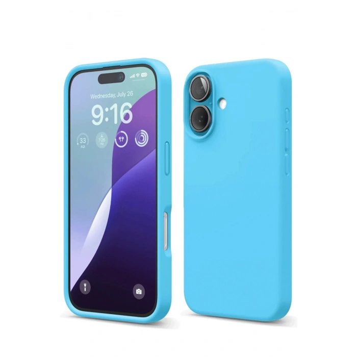 Mey İthalat®   iPhone 16 Kılıf Nano içi Kadife Silikon - Mavi