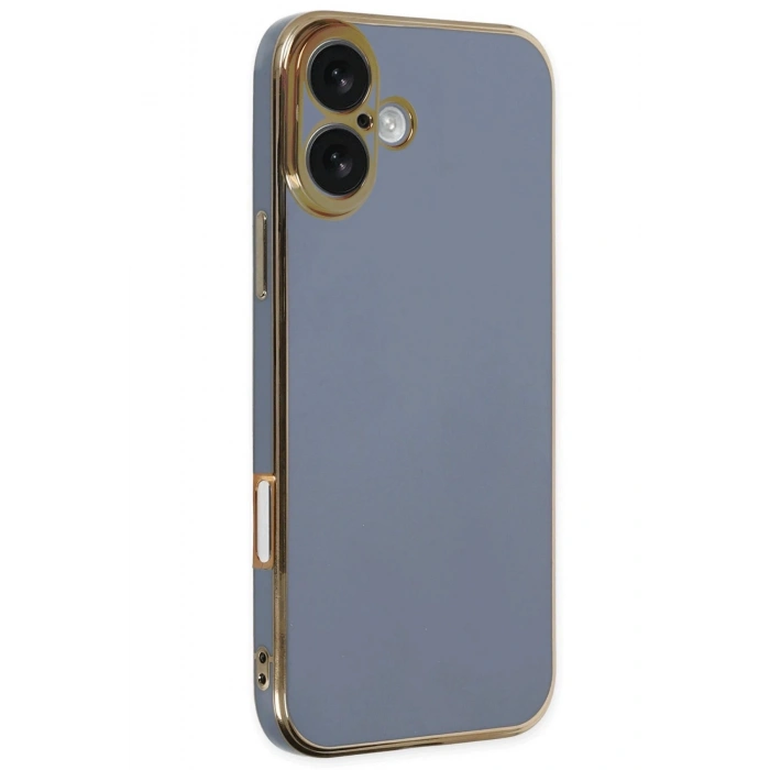 Mey İthalat®   iPhone 16 Kılıf Volet Silikon - Mavi