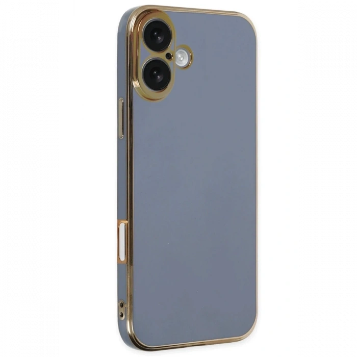 Mey İthalat®   iPhone 16 Kılıf Volet Silikon - Mavi