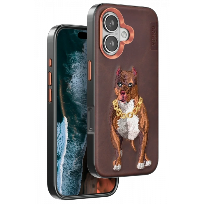 Mey İthalat®   iPhone 16 Perma Desenli Kapak - Kahverengi