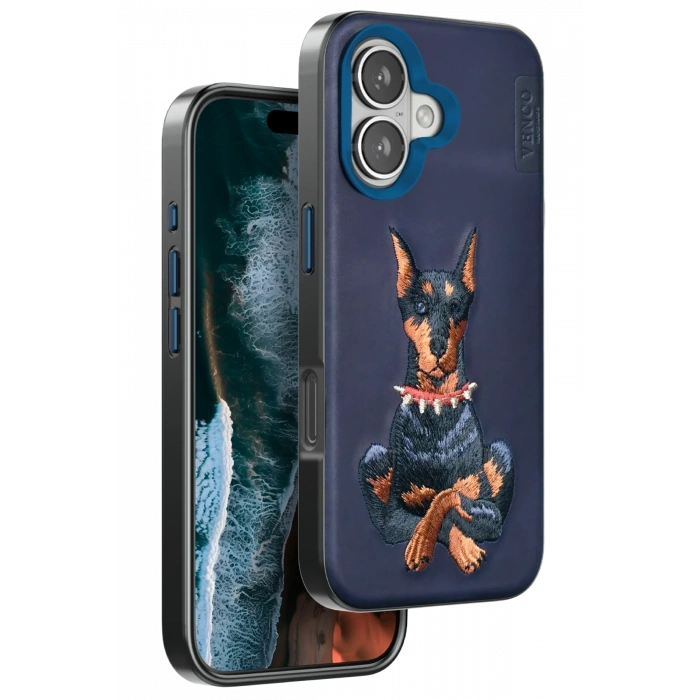 Mey İthalat®   iPhone 16 Perma Desenli Kapak - Lacivert