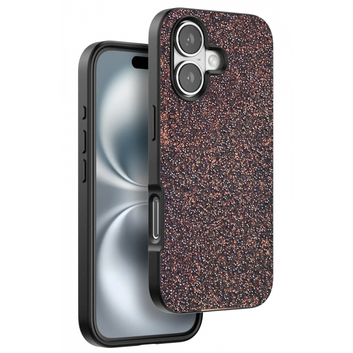 Mey İthalat®   iPhone 16 Plus Bright Simli Kapak - Derin Mor