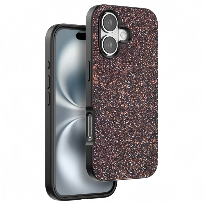 Mey İthalat®   iPhone 16 Plus Bright Simli Kapak - Derin Mor