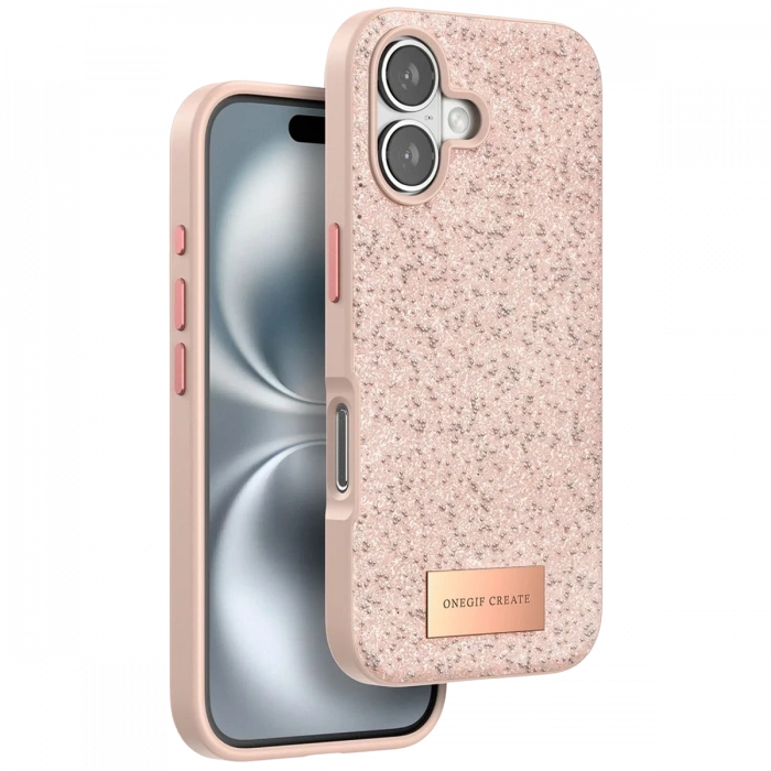 Mey İthalat®   iPhone 16 Plus Bright Simli Kapak - Pembe