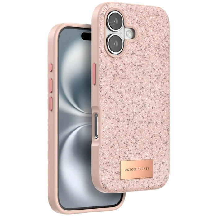 Mey İthalat®   iPhone 16 Plus Bright Simli Kapak - Pembe