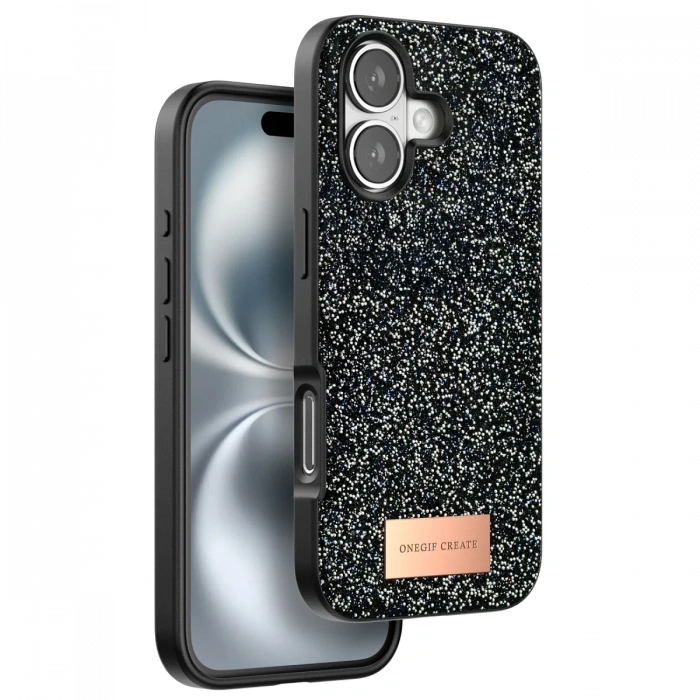 Mey İthalat®   iPhone 16 Plus Bright Simli Kapak - Siyah