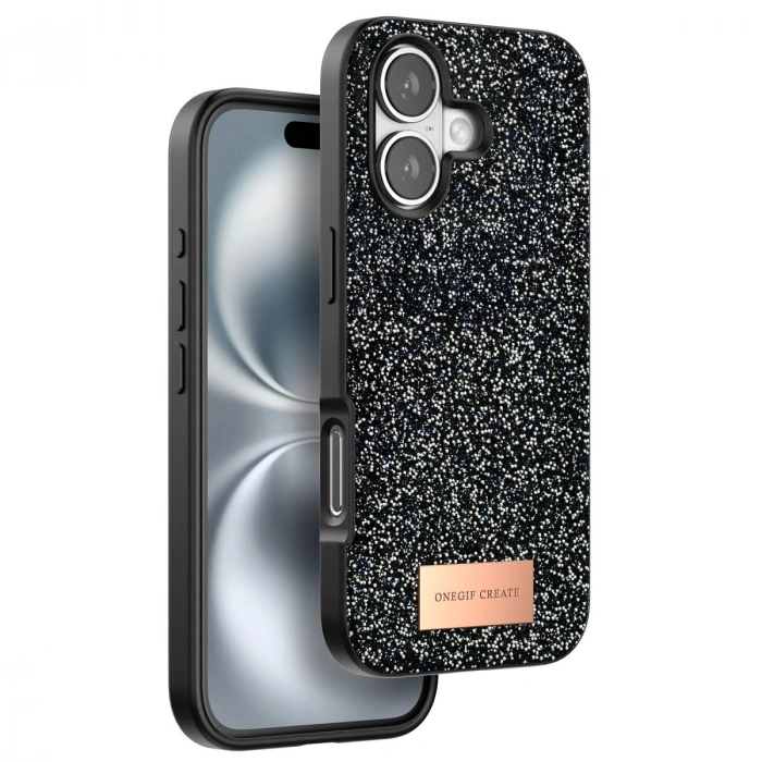 Mey İthalat®   iPhone 16 Plus Bright Simli Kapak - Siyah