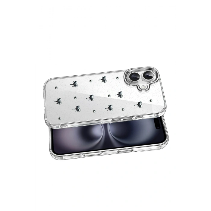 Mey İthalat®   iPhone 16 Plus Fiyonk Desenli Kapak - Desen 1