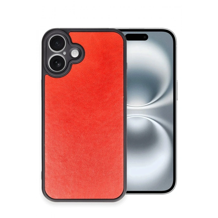 Mey İthalat®   iPhone 16 Plus Kılıf Aras Deri Kapak - Kırmızı
