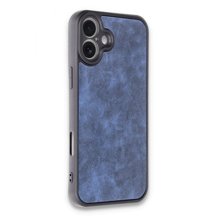 Mey İthalat®   iPhone 16 Plus Kılıf Aras Deri Kapak - Lacivert
