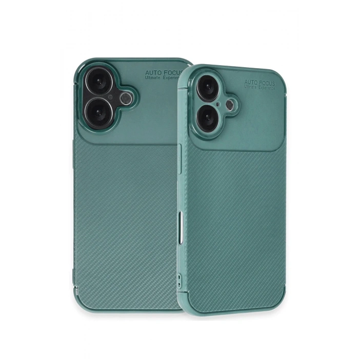 Mey İthalat®   iPhone 16 Plus Kılıf Auto Focus Karbon Kapak - Koyu Yeşil