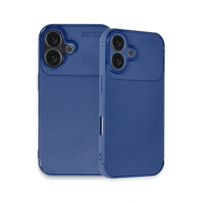Mey İthalat®   iPhone 16 Plus Kılıf Auto Focus Karbon Kapak - Lacivert