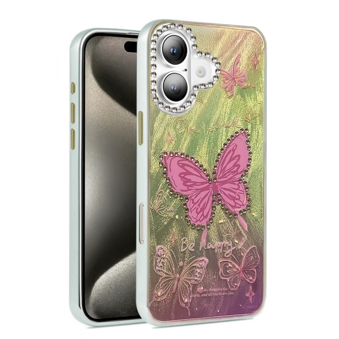 Mey İthalat®   iPhone 16 Plus Kılıf Blade Aynalı Desenli Kapak - Desen 5