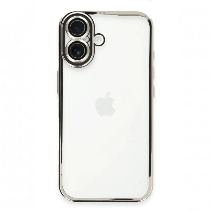 Mey İthalat®   iPhone 16 Plus Kılıf  Lensli Silikon - Gümüş