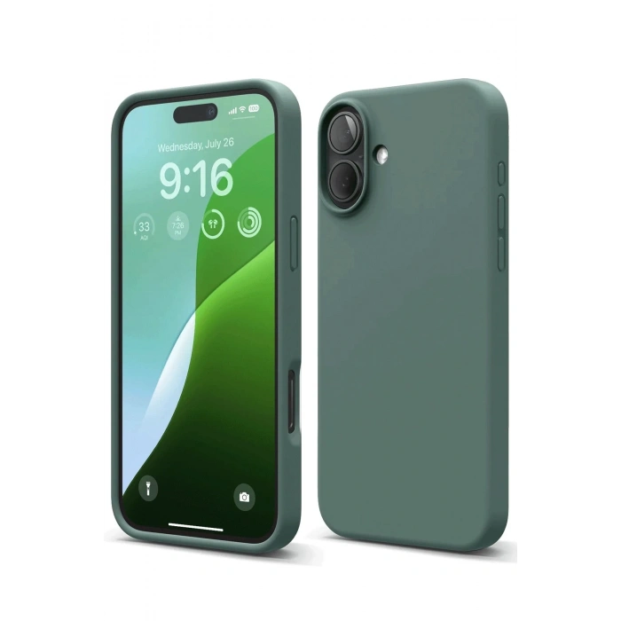 Mey İthalat®   iPhone 16 Plus Kılıf Nano içi Kadife Silikon - Koyu Yeşil