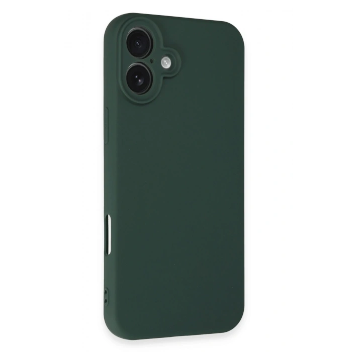 Mey İthalat®   iPhone 16 Plus Kılıf Nano içi Kadife Silikon - Koyu Yeşil