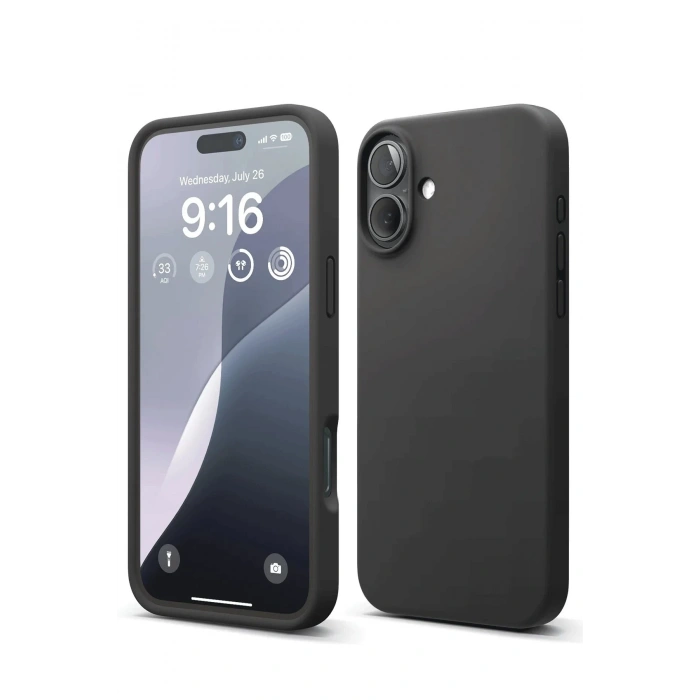 Mey İthalat®   iPhone 16 Plus Kılıf Nano içi Kadife Silikon - Siyah