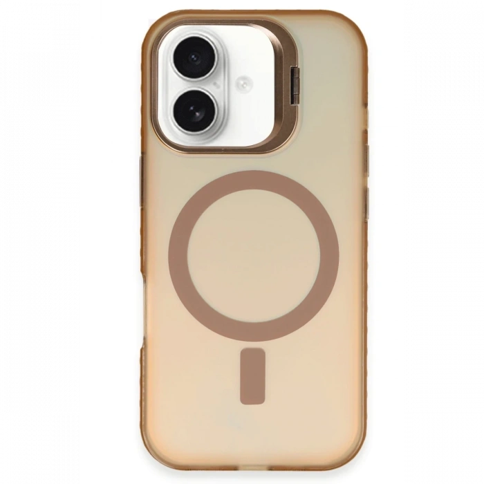 Mey İthalat®   iPhone 16 Plus Kılıf Primera Magsafe Standlı Kapak - Gold