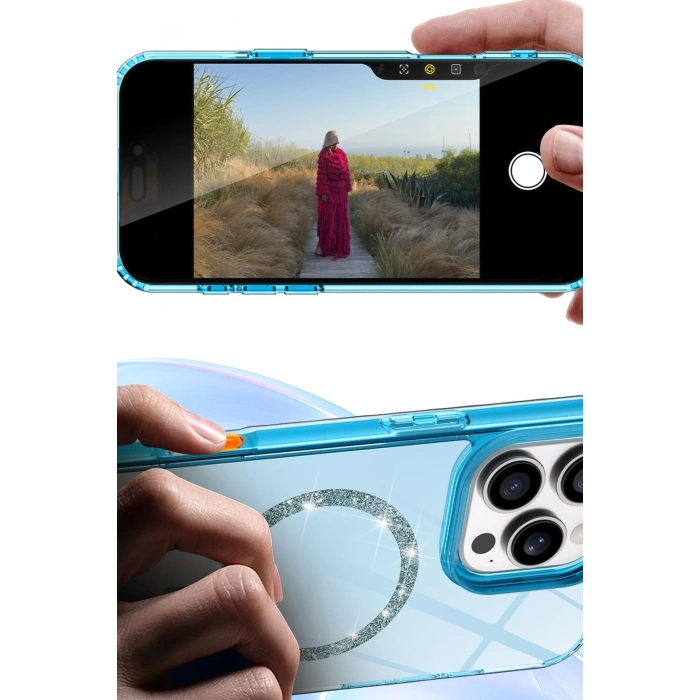 Mey İthalat®   iPhone 16 Plus Live Diamond Magsafe Kapak - Sarı