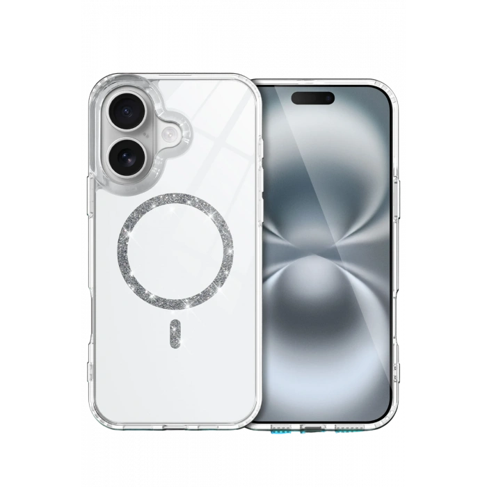 Mey İthalat®   iPhone 16 Plus Live Diamond Magsafe Kapak - Şeffaf