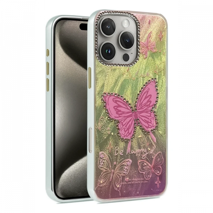 Mey İthalat®   iPhone 16 Pro Kılıf Blade Aynalı Desenli Kapak - Desen 5