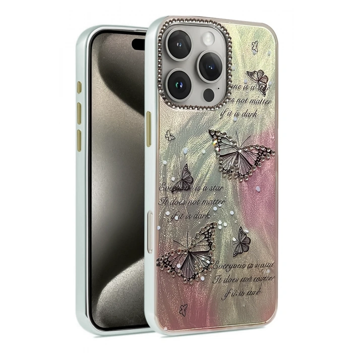 Mey İthalat®   iPhone 16 Pro Kılıf Blade Aynalı Desenli Kapak - Desen 6