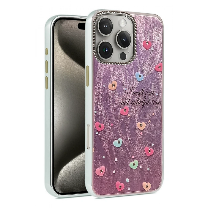 Mey İthalat®   iPhone 16 Pro Kılıf Blade Aynalı Desenli Kapak - Desen 8
