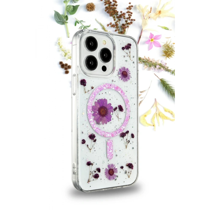 Mey İthalat®   iPhone 16 Pro Kılıf Daisy Simli Magsafe Kapak - Siyah
