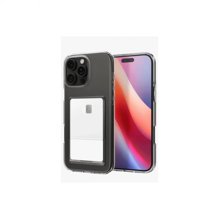 Mey İthalat®   iPhone 16 Pro Kılıf Kart Şeffaf Silikon - Şeffaf
