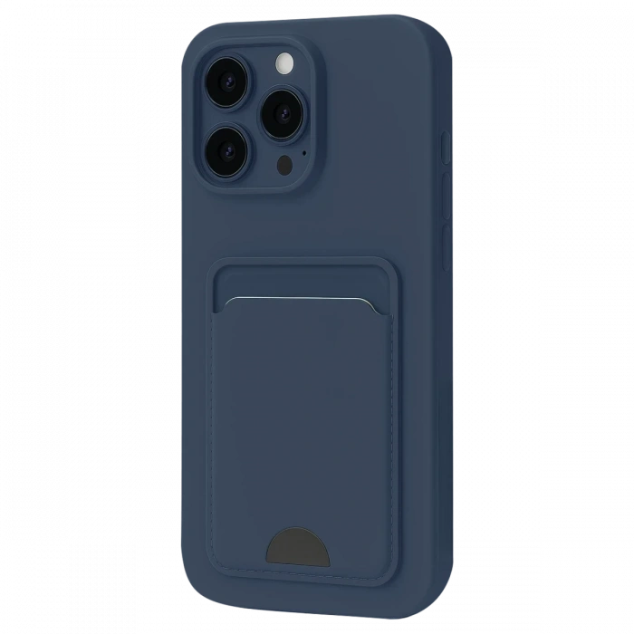 Mey İthalat®   iPhone 16 Pro Kılıf Kelvin Kartvizitli Silikon - Lacivert