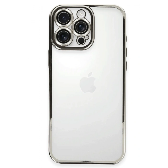 Mey İthalat®   iPhone 16 Pro Kılıf  Lensli Silikon - Gümüş
