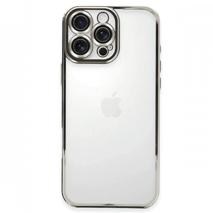 Mey İthalat®   iPhone 16 Pro Kılıf  Lensli Silikon - Gümüş