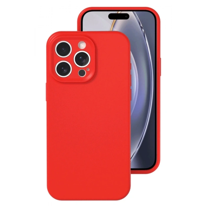 Mey İthalat®   iPhone 16 Pro Kılıf Nano içi Kadife Silikon - Kırmızı