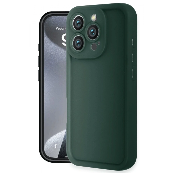 Mey İthalat®   iPhone 16 Pro Kılıf Viera Silikon - Koyu Yeşil