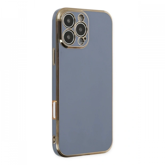 Mey İthalat®   iPhone 16 Pro Kılıf Volet Silikon - Mavi
