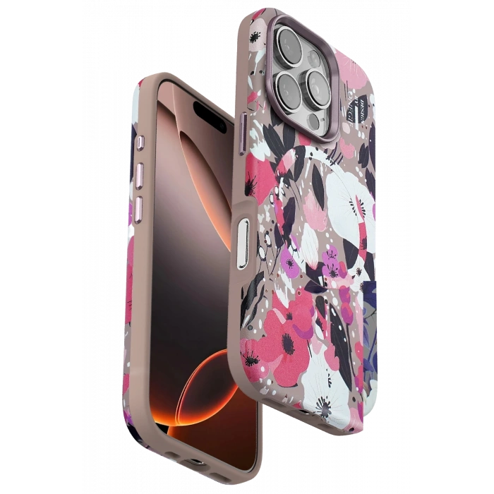 Mey İthalat®   iPhone 16 Pro Max Flower Series Magsafe Kapak - Pembe