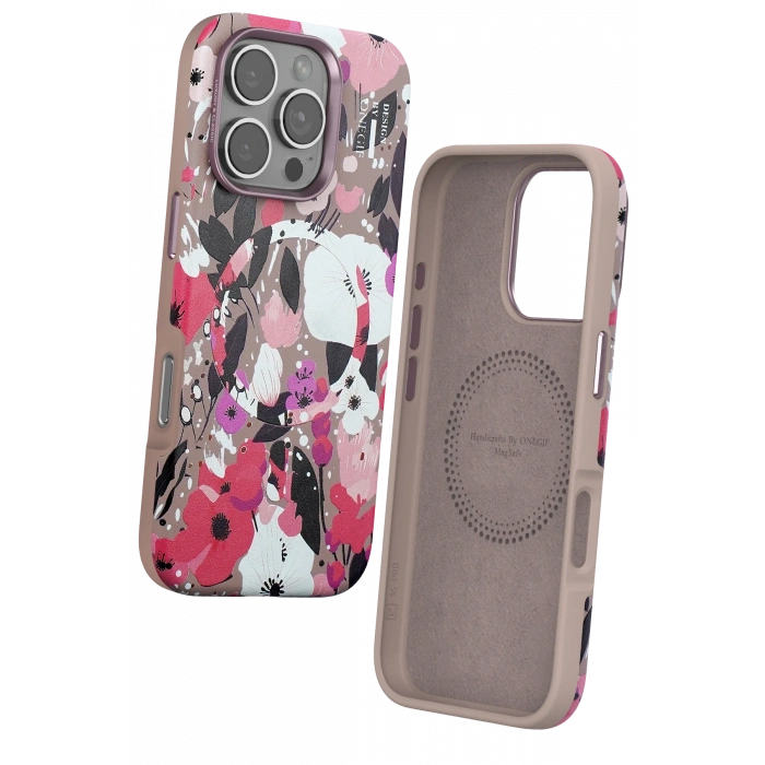 Mey İthalat®   iPhone 16 Pro Max Flower Series Magsafe Kapak - Pembe