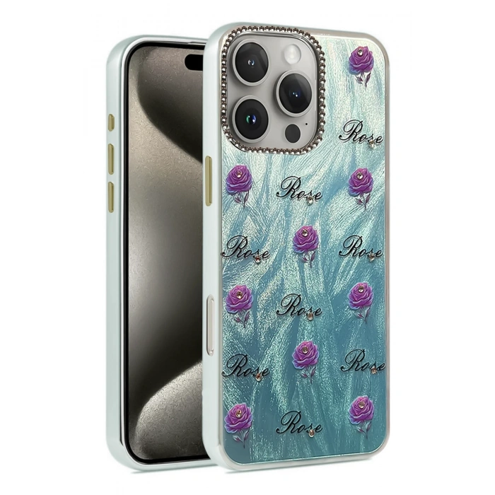 Mey İthalat®   iPhone 16 Pro Max Kılıf Blade Aynalı Desenli Kapak - Desen 9