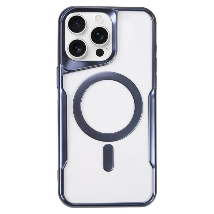 Mey İthalat®   iPhone 16 Pro Max Kılıf Boyi Magsafe Silikon Kapak - Lacivert