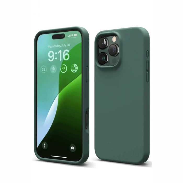 Mey İthalat®   iPhone 16 Pro Max Kılıf First Silikon - Koyu Yeşil