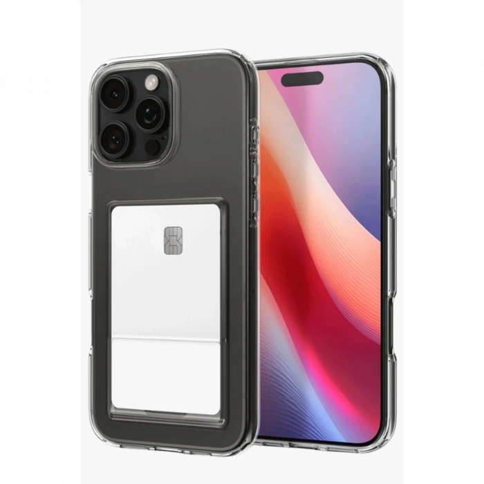 Mey İthalat®   iPhone 16 Pro Max Kılıf Kart Şeffaf Silikon - Şeffaf