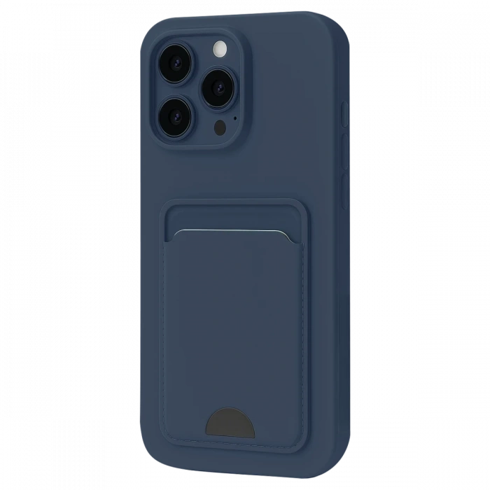 Mey İthalat®   iPhone 16 Pro Max Kılıf Kelvin Kartvizitli Silikon - Lacivert