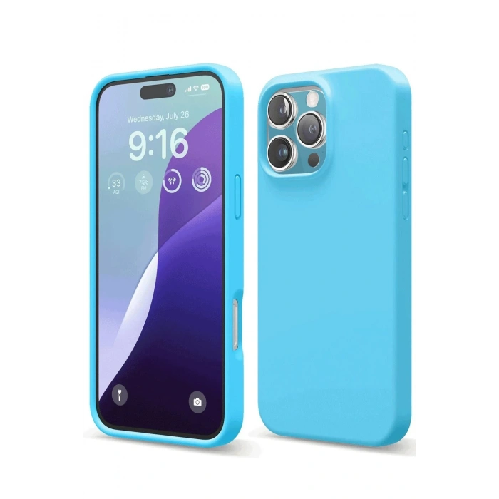 Mey İthalat®   iPhone 16 Pro Max Kılıf Nano içi Kadife Silikon - Mavi