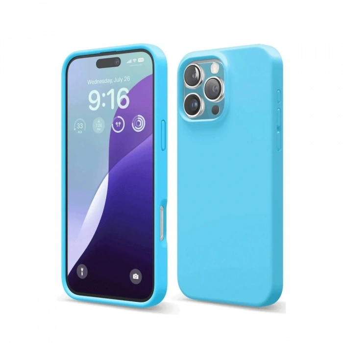 Mey İthalat®   iPhone 16 Pro Max Kılıf Nano içi Kadife Silikon - Mavi