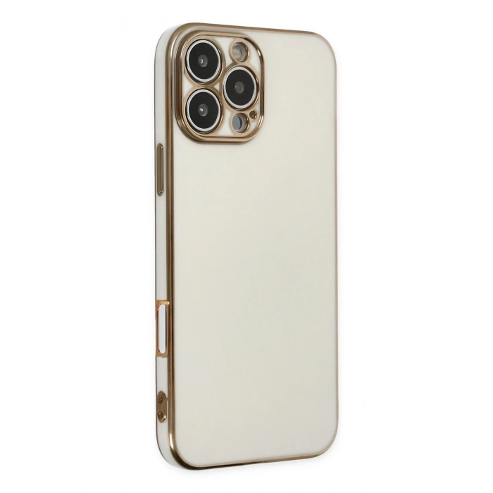 Mey İthalat®   iPhone 16 Pro Max Kılıf Volet Silikon - Beyaz