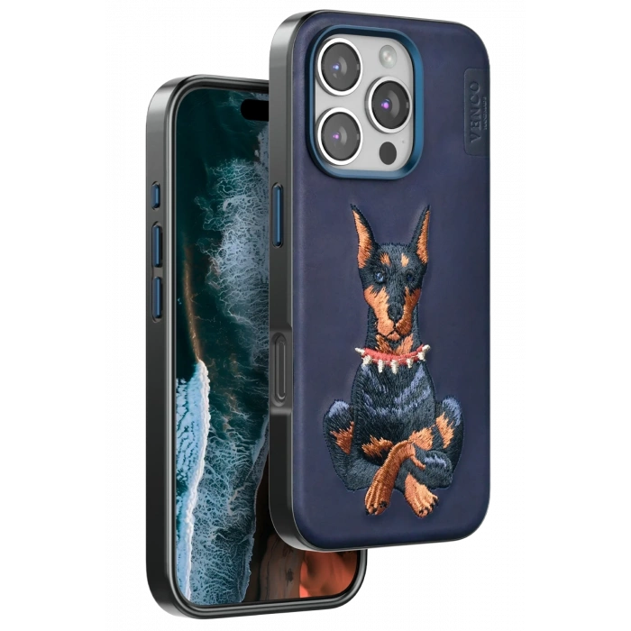 Mey İthalat®   iPhone 16 Pro Perma Desenli Kapak - Lacivert